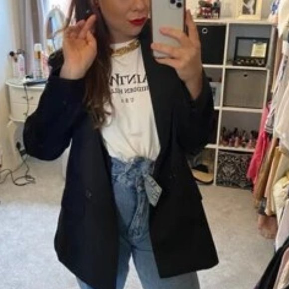 Classy Timeless Double Breasted Lapel Neck Blazer black - Picture 10 of 16